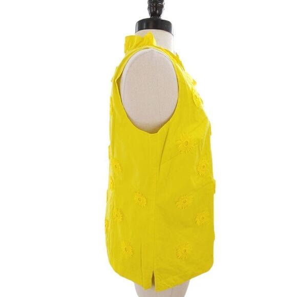 Talbots sunny yellow ruffle v-neck sleeveless top size small - Picture 5 of 12